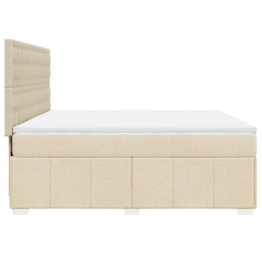 Boxspringbett mit Matratze Creme 180x200 cm Stoff