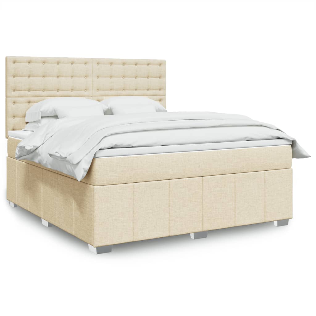 Boxspringbett mit Matratze Creme 180x200 cm Stoff