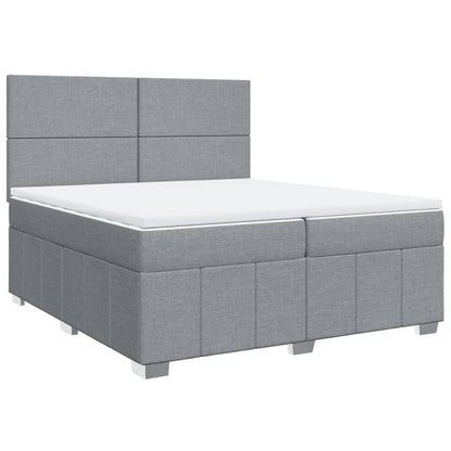 Boxspringbett mit Matratze Hellgrau 200x200 cm Stoff