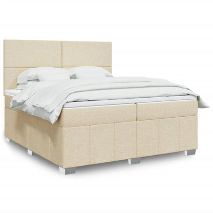 Boxspringbett mit Matratze Creme 200x200 cm Stoff