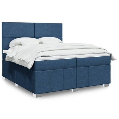 Boxspringbett mit Matratze Blau 200x200 cm Stoff