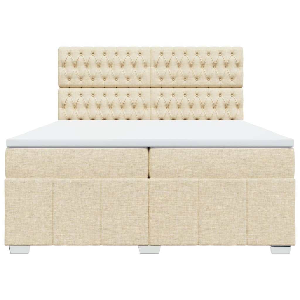 Boxspringbett mit Matratze Creme 200x200 cm Stoff