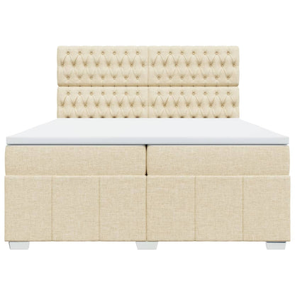 Boxspringbett mit Matratze Creme 200x200 cm Stoff