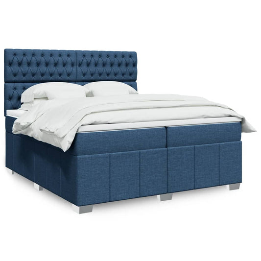 Boxspringbett mit Matratze Blau 200x200 cm Stoff