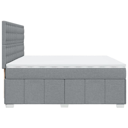 Boxspringbett mit Matratze Hellgrau 200x200 cm Stoff