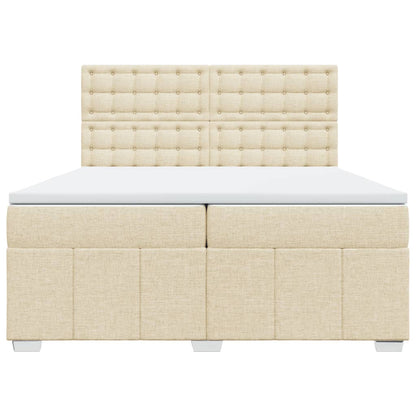 Boxspringbett mit Matratze Creme 200x200 cm Stoff