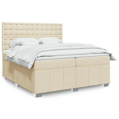 Boxspringbett mit Matratze Creme 200x200 cm Stoff