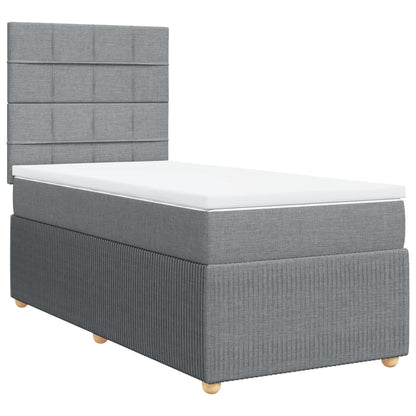 Boxspringbett mit Matratze Hellgrau 90x200 cm Stoff