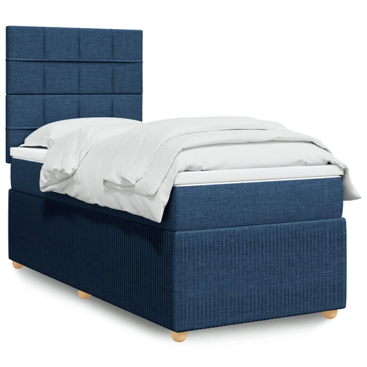 Boxspringbett mit Matratze Blau 90x200 cm Stoff