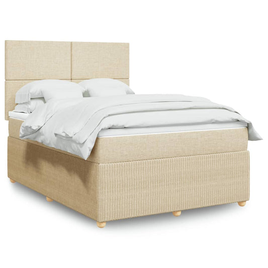 Boxspringbett mit Matratze Creme 140x200 cm Stoff