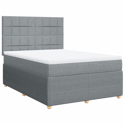 Boxspringbett mit Matratze Hellgrau 140x200 cm Stoff