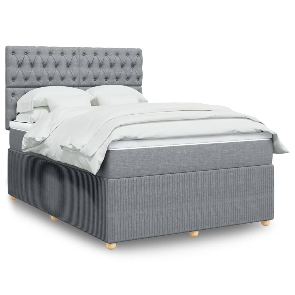 Boxspringbett mit Matratze Hellgrau 140x200 cm Stoff