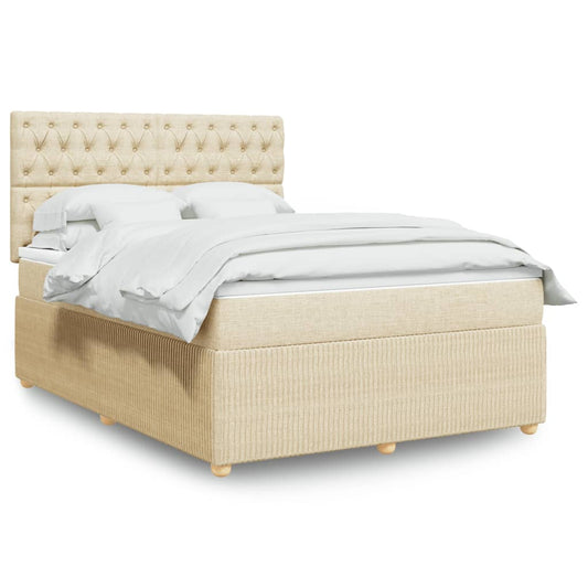 Boxspringbett mit Matratze Creme 140x200 cm Stoff