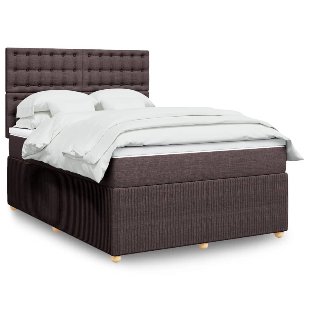 Boxspringbett mit Matratze Dunkelbraun 140x200 cm Stoff