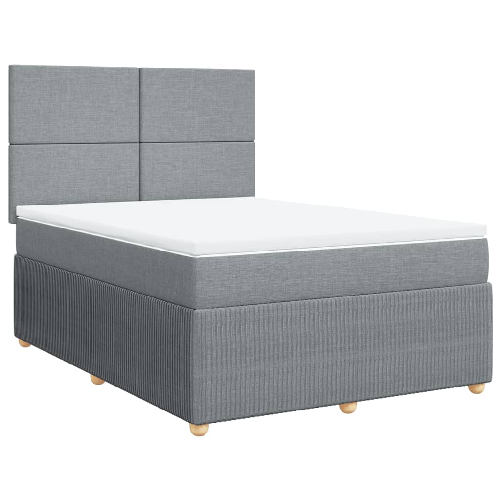 Boxspringbett mit Matratze Hellgrau 160x200 cm Stoff