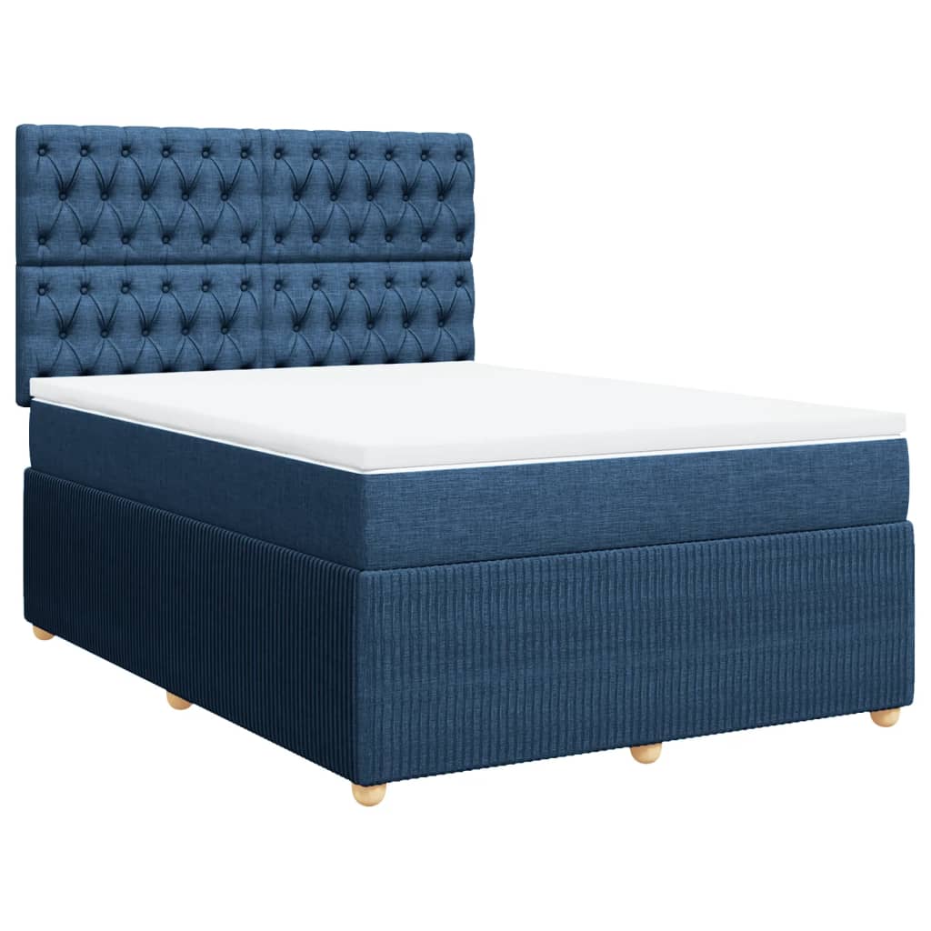 Boxspringbett mit Matratze Blau 160x200 cm Stoff