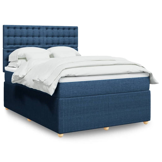 Boxspringbett mit Matratze Blau 160x200 cm Stoff