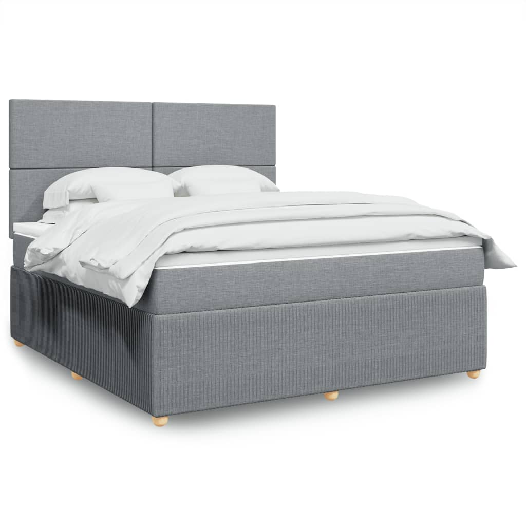 Boxspringbett mit Matratze Hellgrau 180x200 cm Stoff