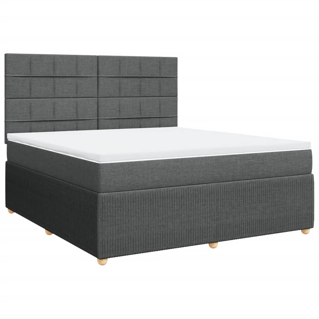 Boxspringbett mit Matratze Dunkelgrau 180x200 cm Stoff