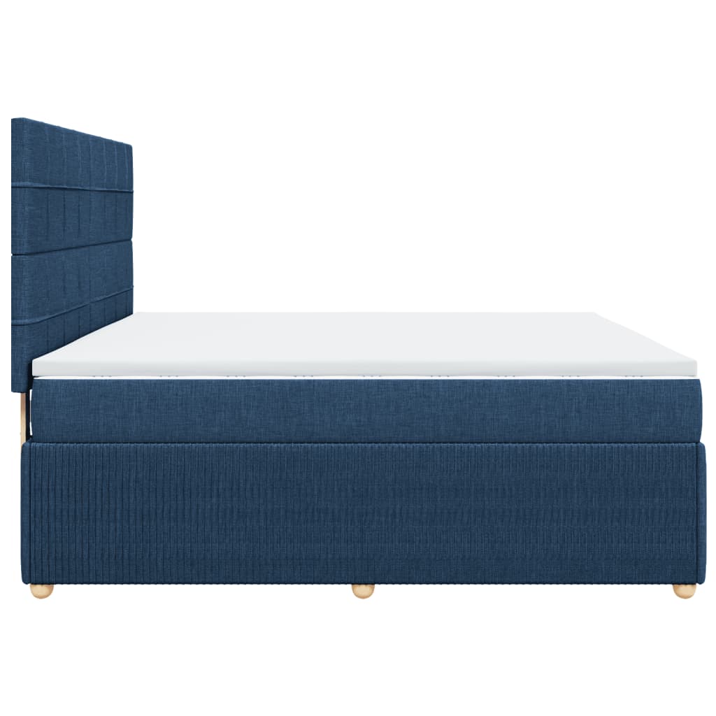 Boxspringbett mit Matratze Blau 180x200 cm Stoff