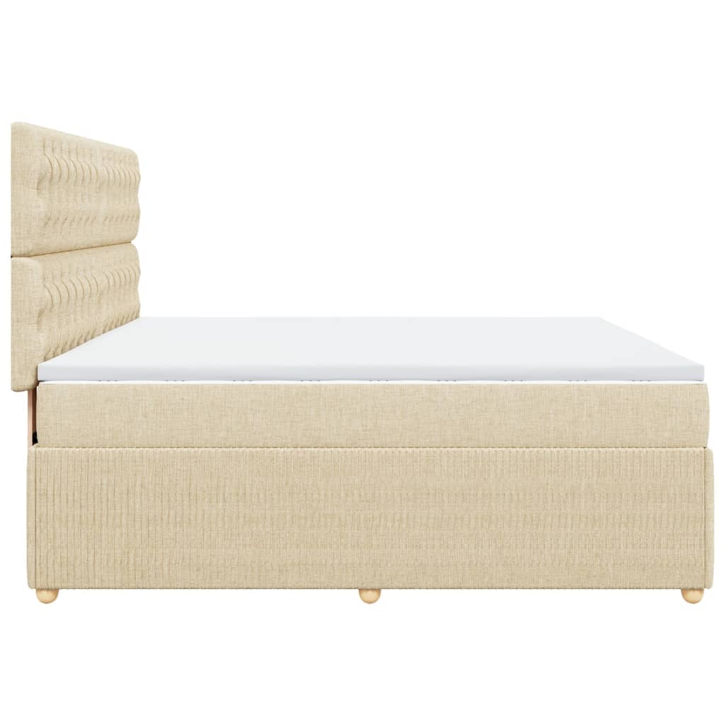 Boxspringbett mit Matratze Creme 180x200 cm Stoff