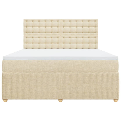 Boxspringbett mit Matratze Creme 180x200 cm Stoff