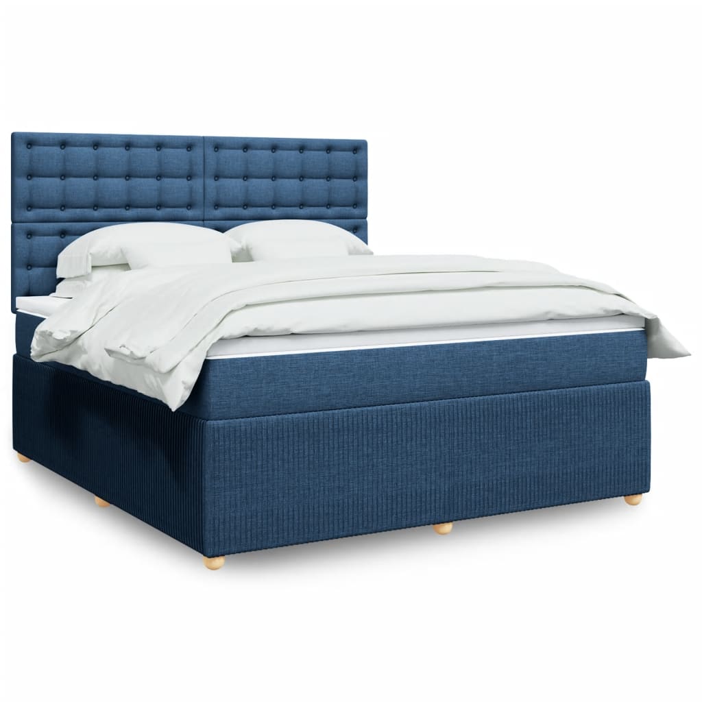 Boxspringbett mit Matratze Blau 180x200 cm Stoff