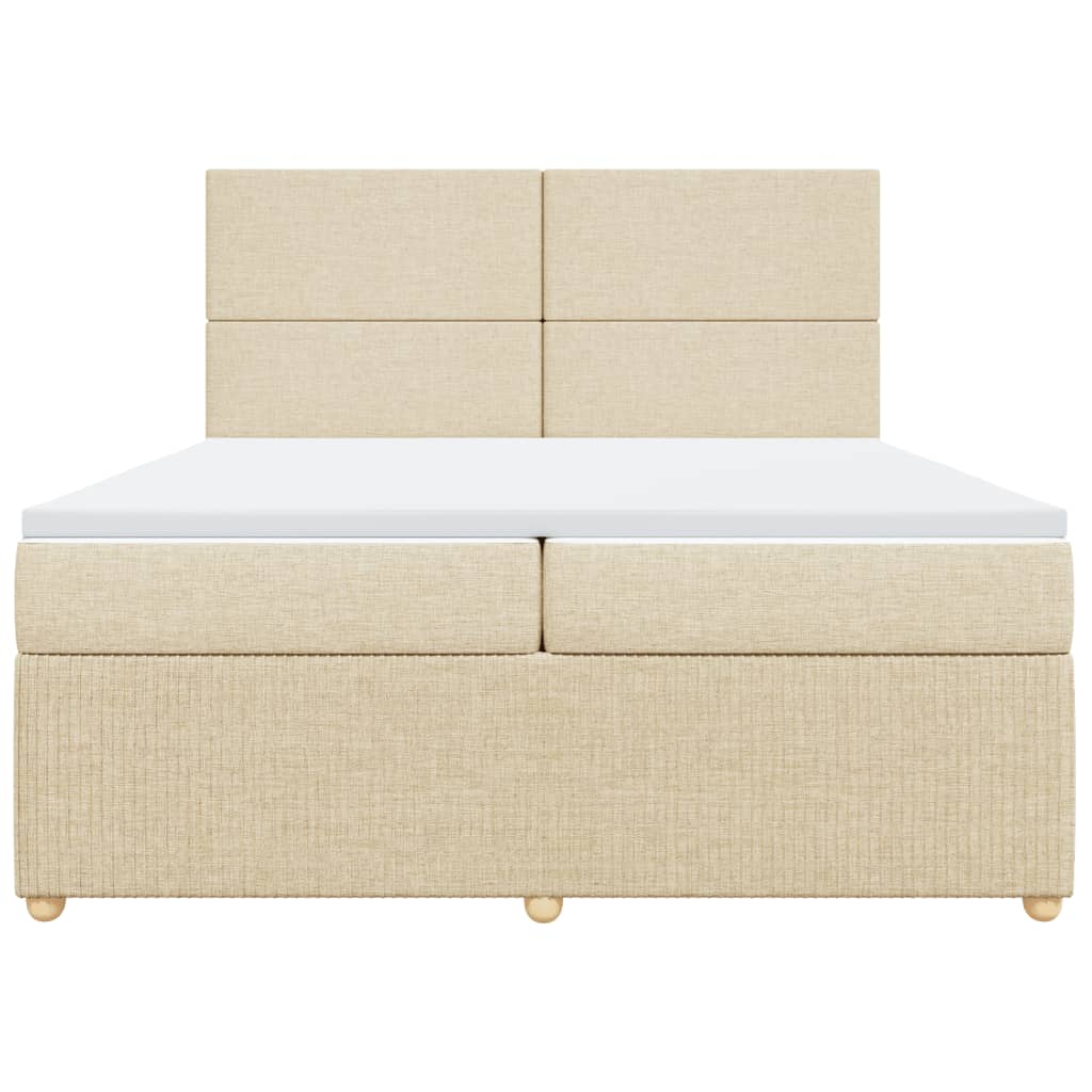 Boxspringbett mit Matratze Creme 200x200 cm Stoff