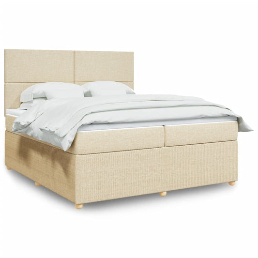 Boxspringbett mit Matratze Creme 200x200 cm Stoff