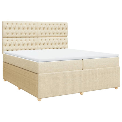 Boxspringbett mit Matratze Creme 200x200 cm Stoff