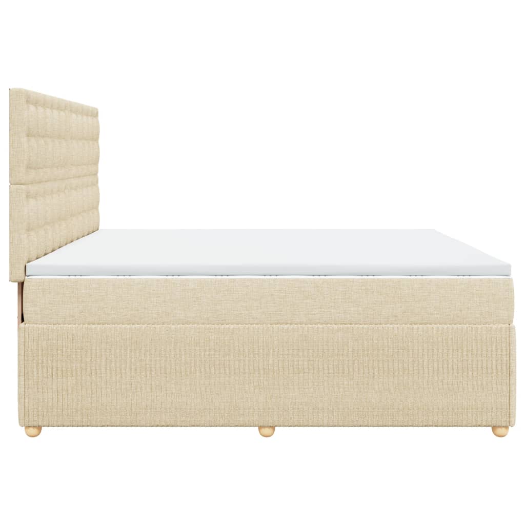 Boxspringbett mit Matratze Creme 200x200 cm Stoff