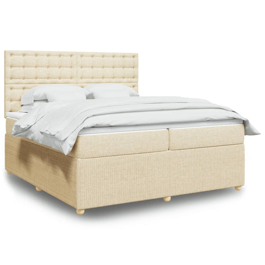 Boxspringbett mit Matratze Creme 200x200 cm Stoff