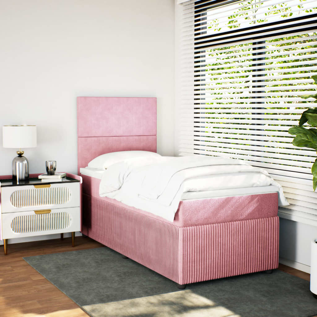 Boxspringbett mit Matratze Rosa 90x200 cm Samt