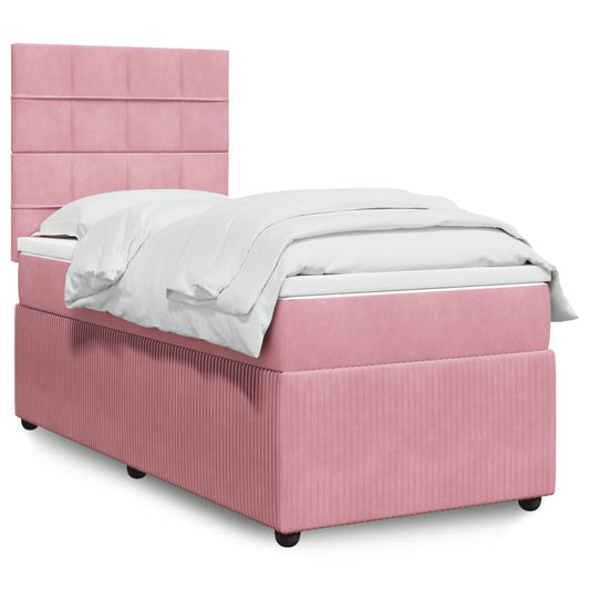 Boxspringbett mit Matratze Rosa 90x200 cm Samt