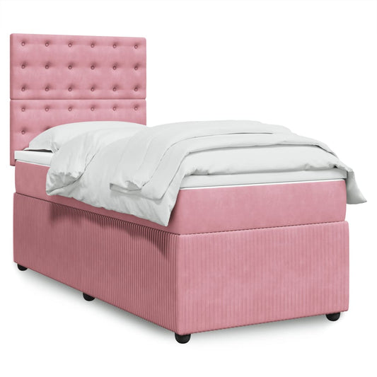 Boxspringbett mit Matratze Rosa 90x200 cm Samt