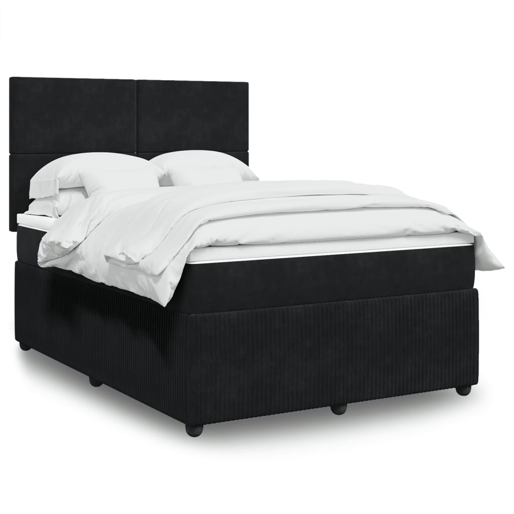 Boxspringbett mit Matratze Schwarz 140x200 cm Samt