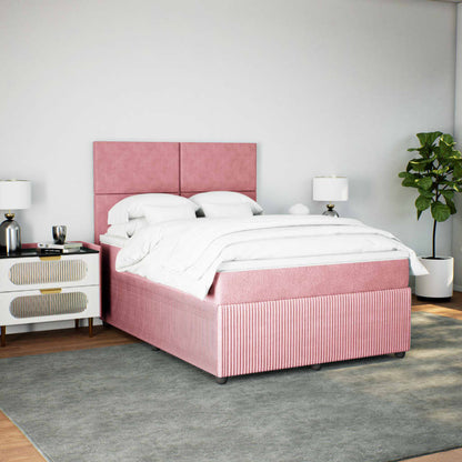 Boxspringbett mit Matratze Rosa 140x200 cm Samt