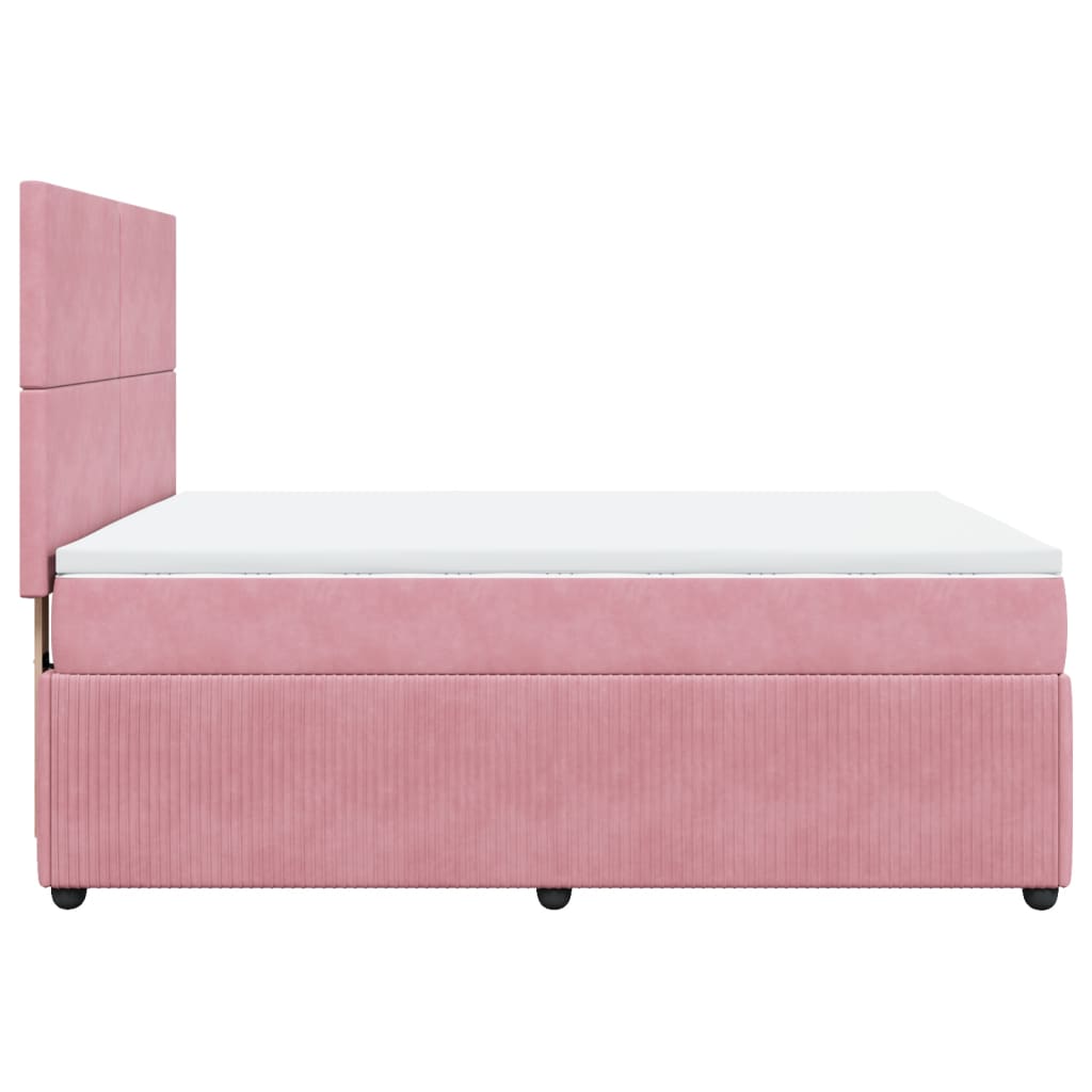 Boxspringbett mit Matratze Rosa 140x200 cm Samt