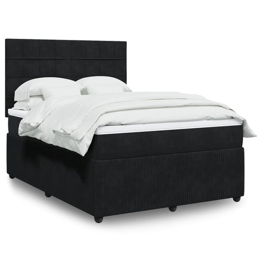 Boxspringbett mit Matratze Schwarz 140x200 cm Samt