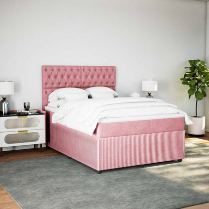 Boxspringbett mit Matratze Rosa 140x200 cm Samt