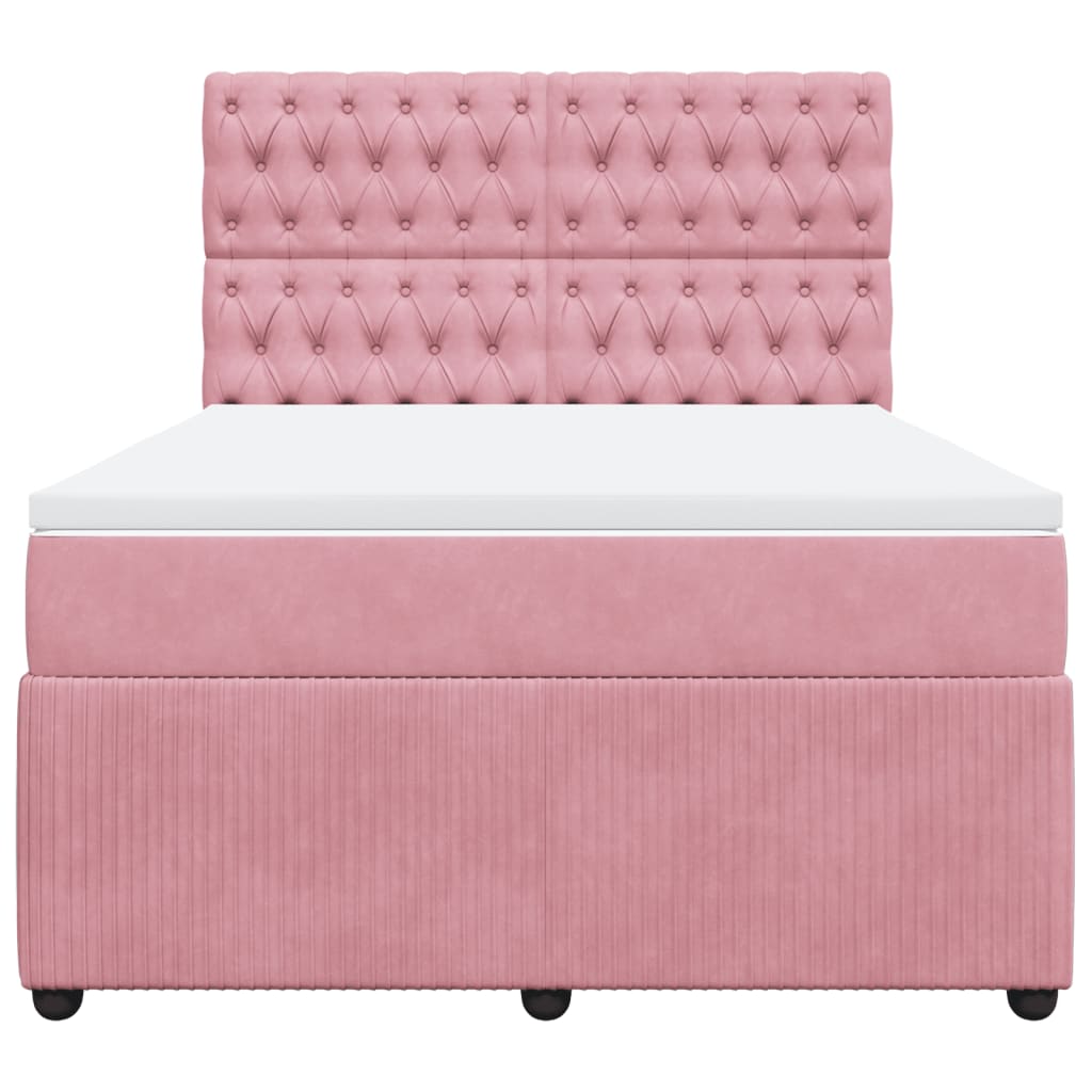 Boxspringbett mit Matratze Rosa 140x200 cm Samt