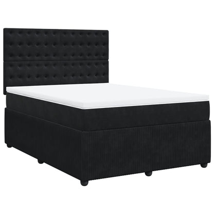 Boxspringbett mit Matratze Schwarz 140x200 cm Samt