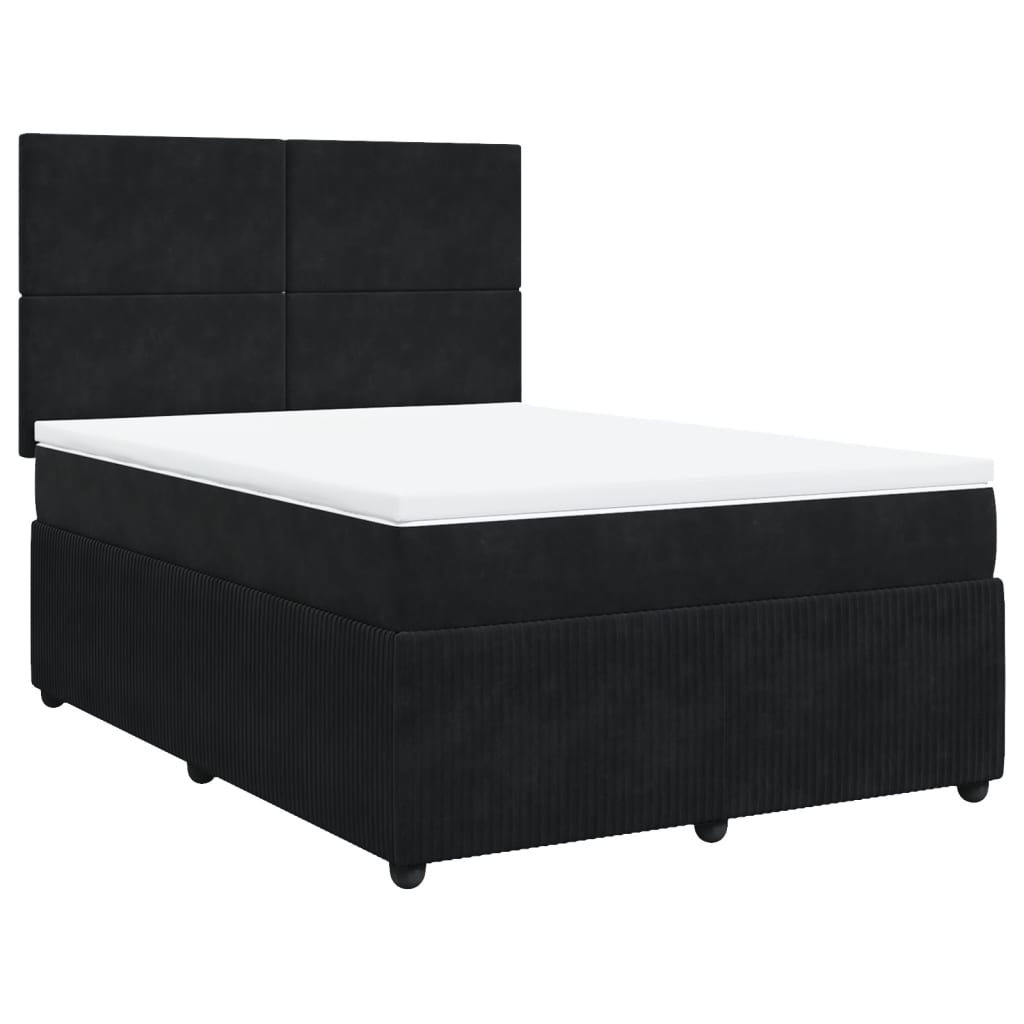 Boxspringbett mit Matratze Schwarz 160x200 cm Samt