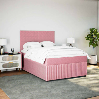 Boxspringbett mit Matratze Rosa 160x200 cm Samt