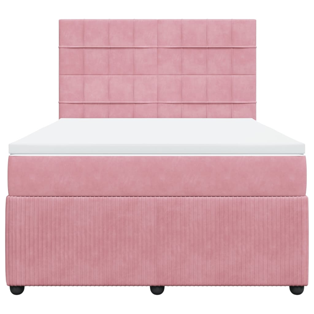 Boxspringbett mit Matratze Rosa 160x200 cm Samt