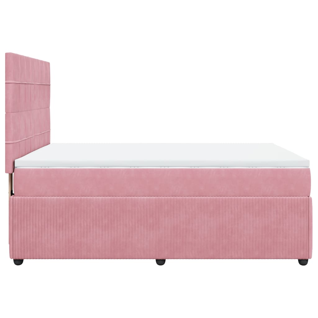 Boxspringbett mit Matratze Rosa 160x200 cm Samt