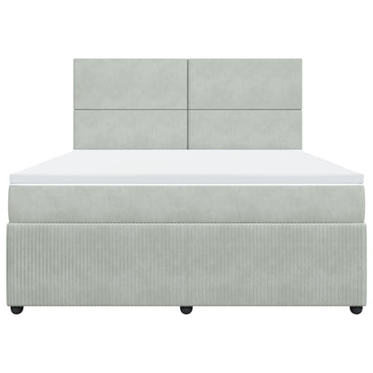 Boxspringbett mit Matratze Hellgrau 180x200 cm Samt