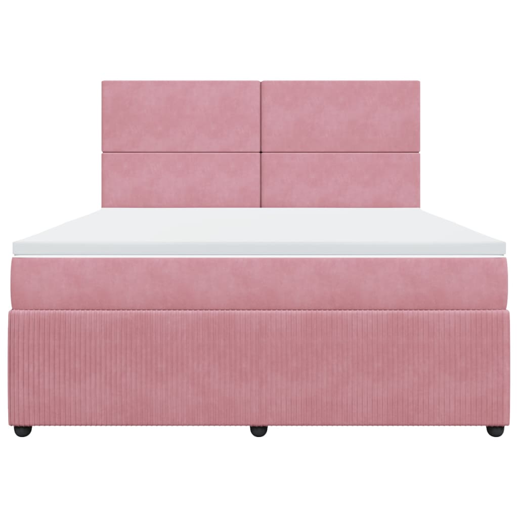 Boxspringbett mit Matratze Rosa 180x200 cm Samt