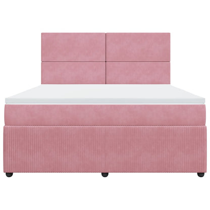 Boxspringbett mit Matratze Rosa 180x200 cm Samt