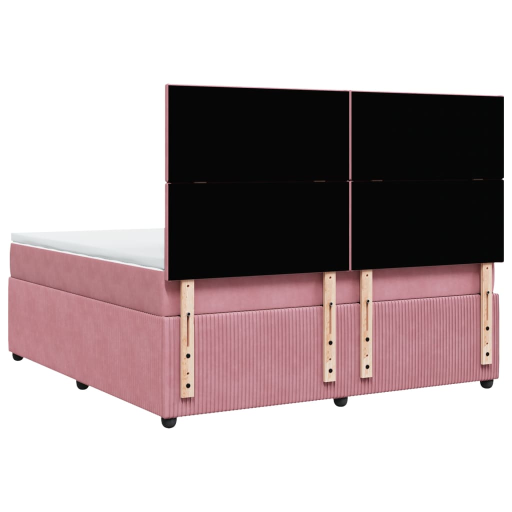 Boxspringbett mit Matratze Rosa 180x200 cm Samt